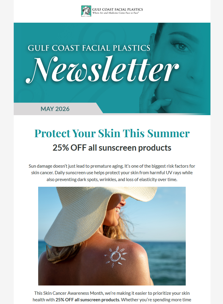 A local plastics surgery and med spa's summer e-blast